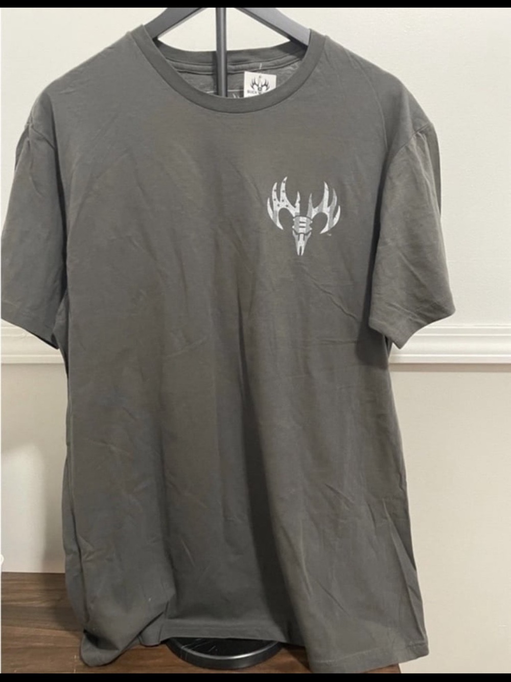 Buck Wear Shirt Mens Large Gray Short Sleeve Deer Logo Size L